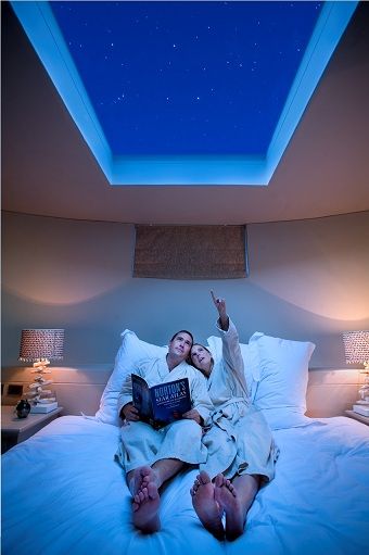 Skylight above bed…especially for thunderstorms… with a remote black out bli