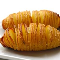 Sliced baked potatoes: thinly slice almost all the way through. drizzle, olive o