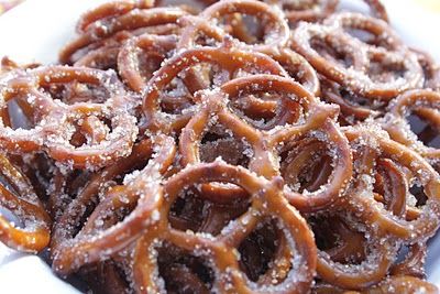 Smell so good when baking! Cinnamon Sugar Pretzels: 1 (16 oz) bag pretzel twists