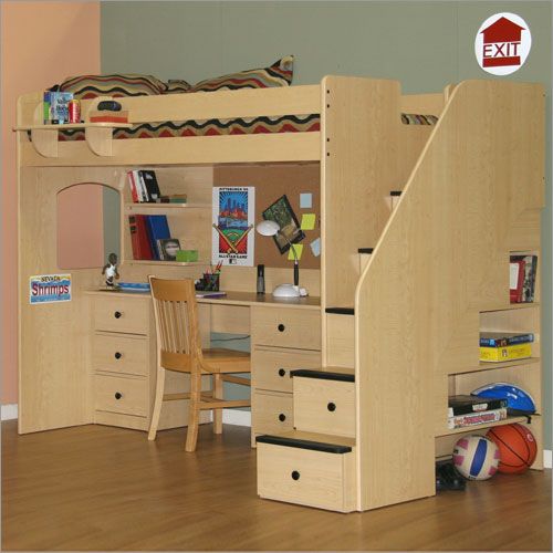 Space saving loft bed for teens and students bedroom