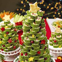 Spinach tortilla rolls, slice and stack for an easy Christmas appitizer.  (Must
