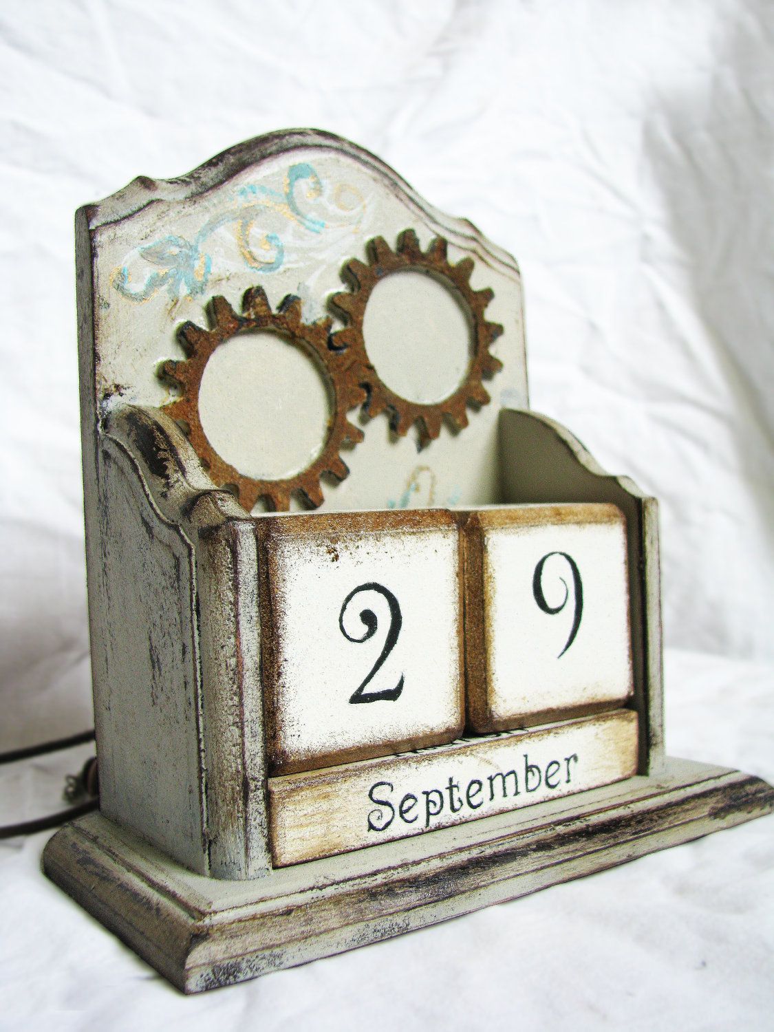 Steampunk gothic victorian vintage wooden perpetual calendar. Just slap some gea
