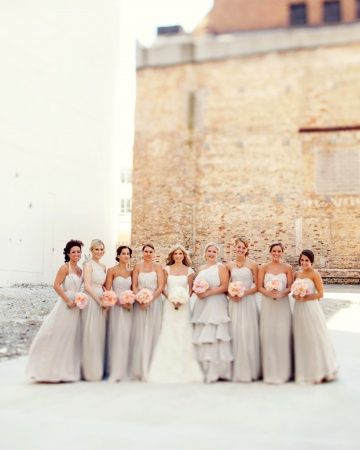 Super light gray bridesmaid dresses