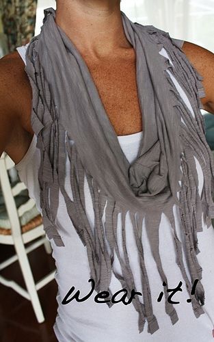 Tee shirt to scarf. No sew. Love it!