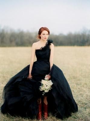 The black wedding dress of my dreams…not to mention the cutesy red cowgirl boo