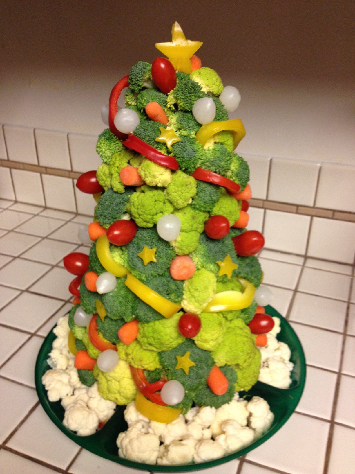 The veggie Christmas tree is the most unique vegetable and dip platter for a hol