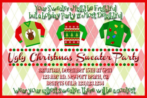 Ugly Christmas Sweater Holiday Party Invites