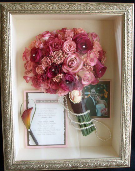 Use a shadow box to keep your bouquet, invitation, pictures, etc. from wedding d