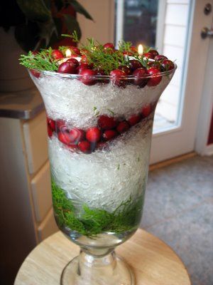 Use plastic wrap to create snowy/icy Christmas centerpieces.