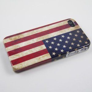 Vintage US American Flag Hard Plastic Case for Iphone 4 & 4S