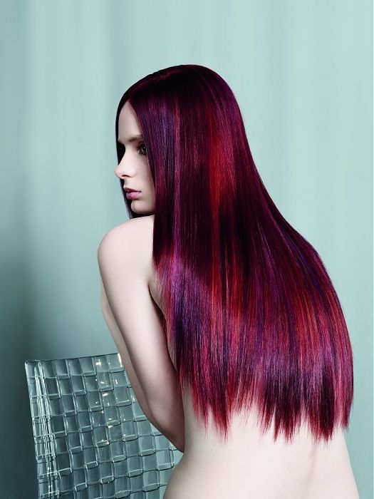 Violet and red long hair