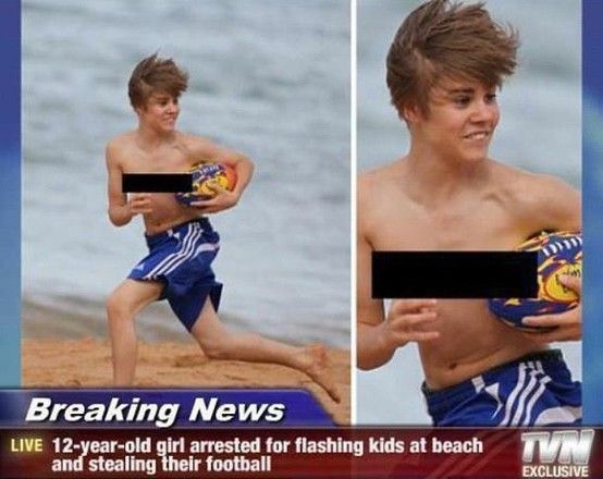 Young girl arrested for flashing at the beach.