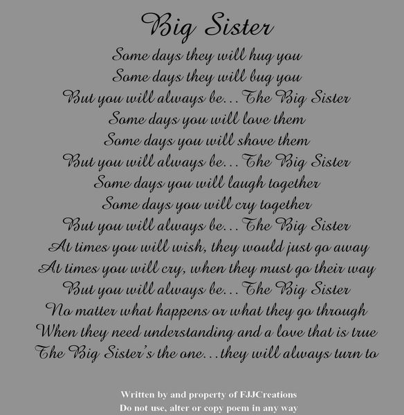 big sister -   Big sister and brother poems