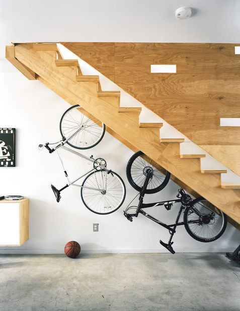bikes live under the stairs