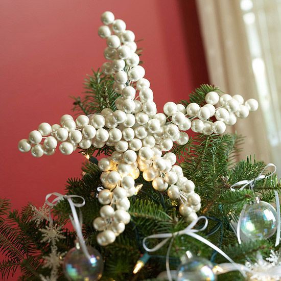 Pearly White Tree Topper -   Christmas tree topper ideas