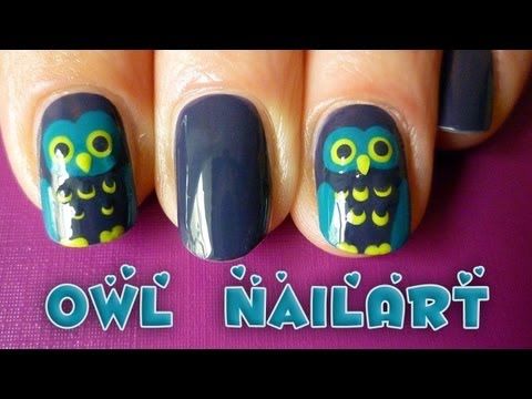 easy owl nail art tutorial for fall/autumn or halloween