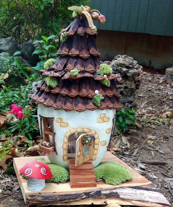 Fairy Garden Decor -   Fairy Gourd House Ideas