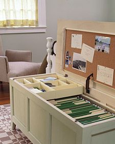 filing trunk – so much cuter than a filing cabinet, and more space practical (an