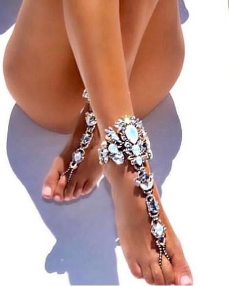 Barefoot Sandals Crystal Beach Wedding Foot Jewelry -   Foot Jewelry Ideas Collection