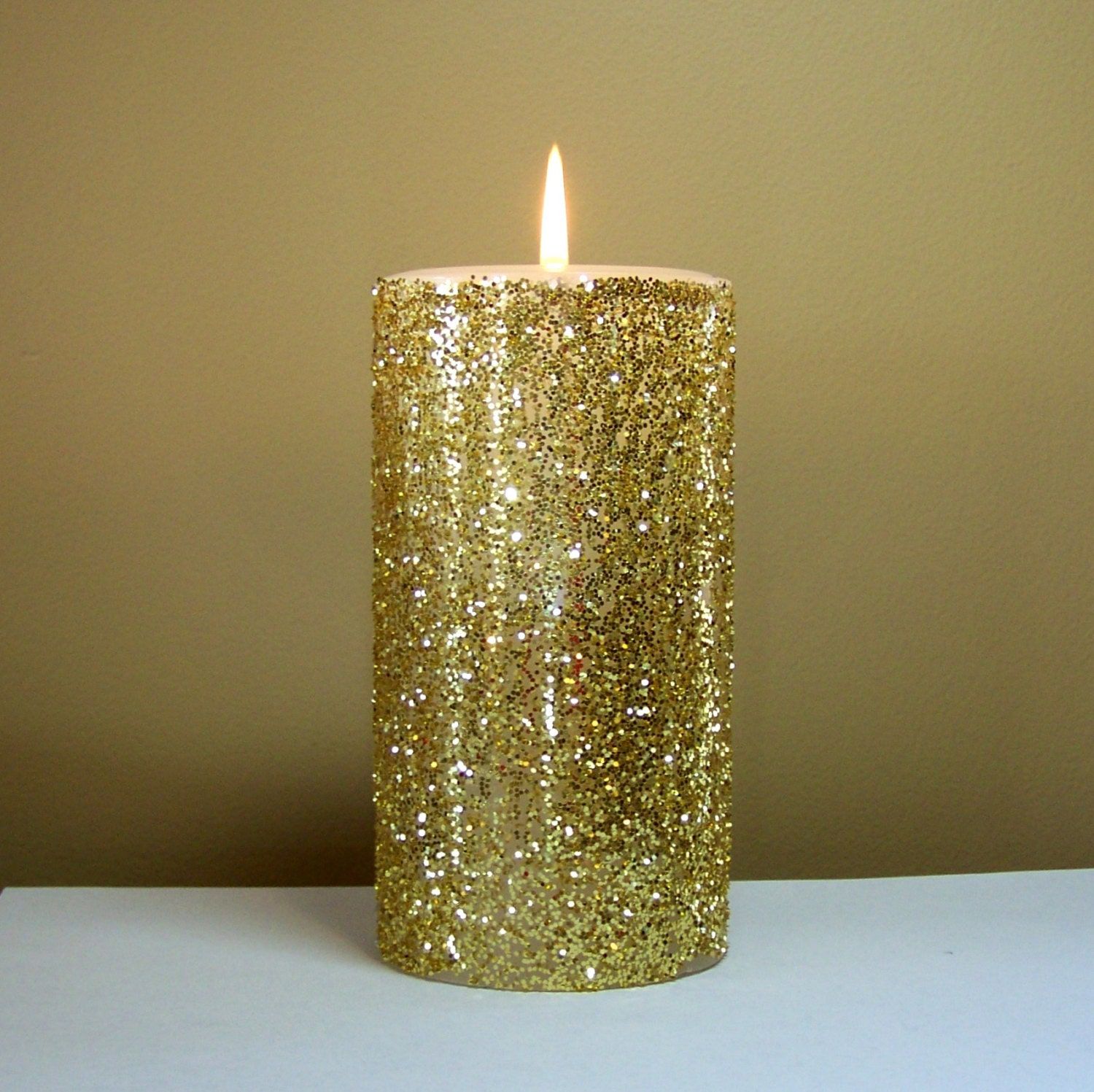 Gold Glitter Pillar Candle Wedding Candles by StillWaterCandles -   DIY Glitter Candles Ideas