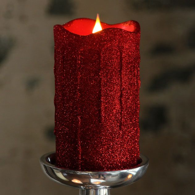 Moving Flame Simplux LED Red Glittered Dripping Candle -   DIY Glitter Candles Ideas