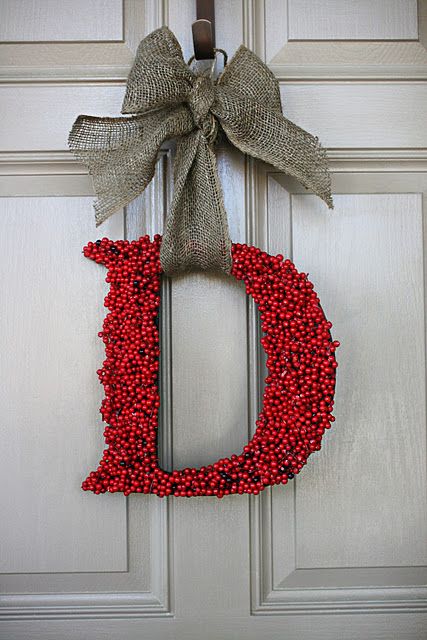 glue holly berries on a letter. add  ribbon.