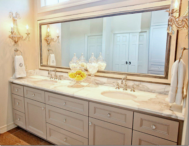grey cabinets and crystal knobs