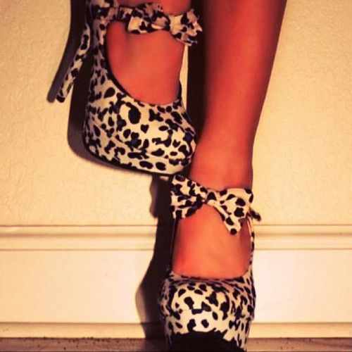 heels-leopard printed and bowed