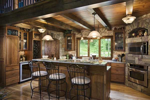 log house kitchen