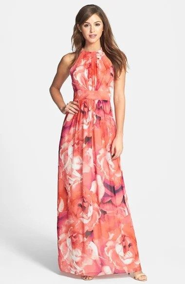Eliza J Floral Print Chiffon Maxi Dress -   Love maxi dresses!