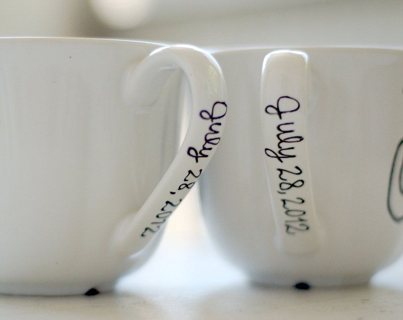 mr. and mrs. mug – last name and wedding date – sharpie-dollar store mug-bake it