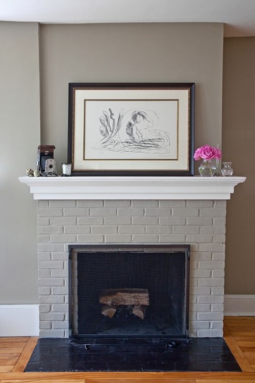 painted brick fireplace