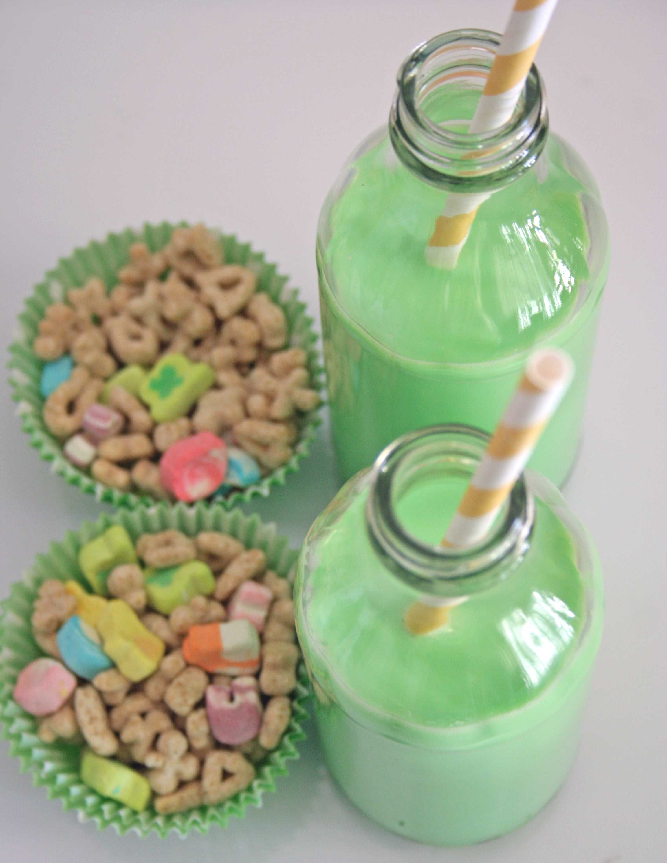 st. patricks – lucky charms in green milk.