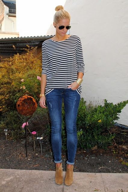striped tee & jeans