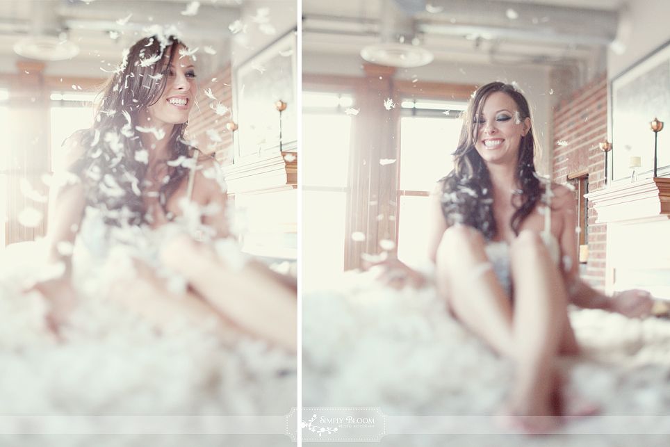 romantic wedding photography boudoir bridal shoot pillow fight ... -   Boudoir wedding photo shoot Ideas