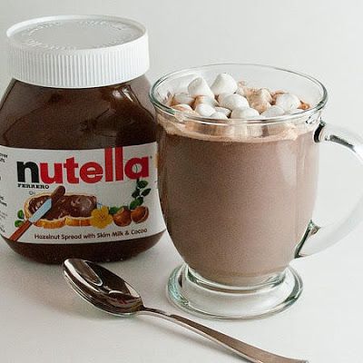 two scoops nutella + one cup milk = best hot cocoa ever. Smart idea. Must rememb