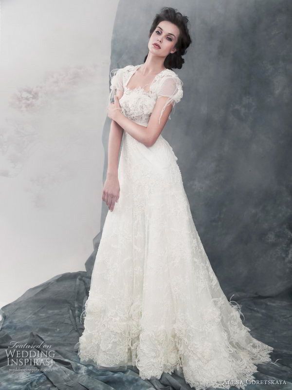 2011 Anna lace wedding dress with beads and pearls –  by Alena Goretskaya bridal