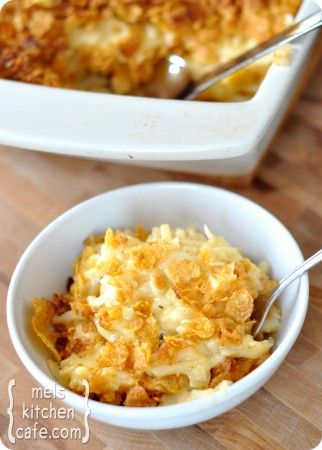 A cheesy crunchy potatoes casserole recipe that doesn't call for cream of an