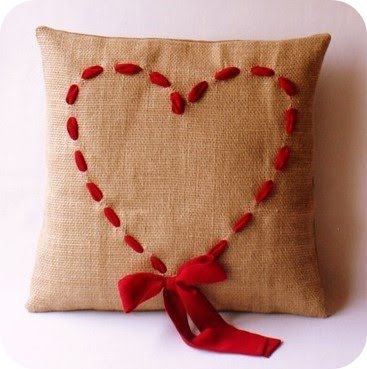 A wonderfully simple, yet ever so darling Valentine's Day ribbon heart pillo