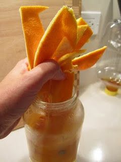 Add orange peels (or any citrus peel) to a quart of white vinegar in a closed co