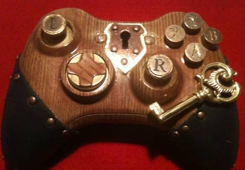 An Xbox controller steampunked.