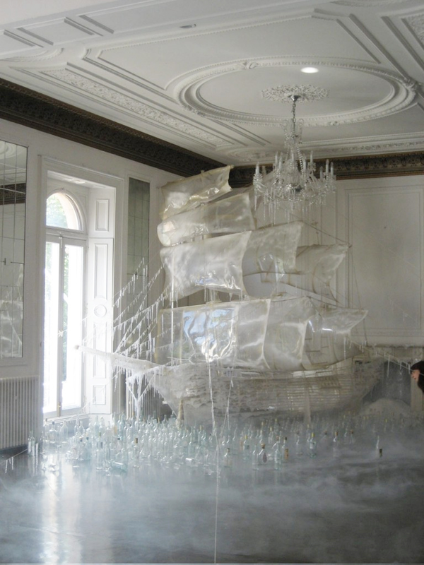 An amazing ice sculpture ship