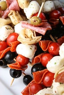 Antipasto Kabob – Love this! I want to have a party and serve all the food Kabob