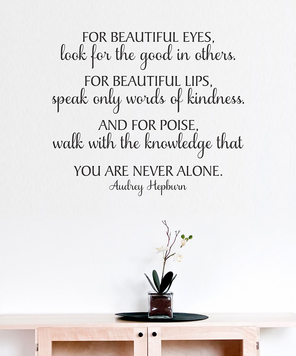 Audrey Hepburn Black 'For Beautiful Eyes' Wall Quote from Belvedere Desi