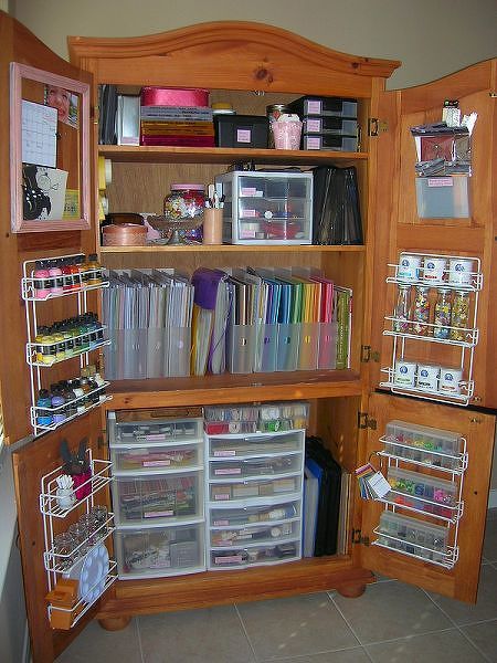 Awesome idea for an old tv armoire that can be turned into Craft Central! And, i
