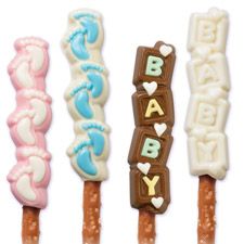 Baby Shower Pretzels. Easy to mold: add your favorite melted Candy Melts®,