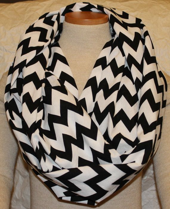 Black and White Chevron Infinity Scarf by LanesCustomCreations, $20.00