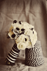 Black and white anemone wedding bouquet