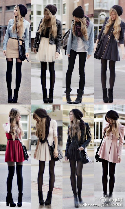 Black tights & skirts for fall.