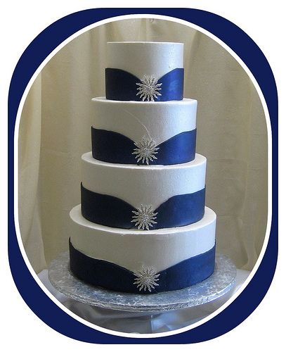 Blue Ribbon Wedding Cake